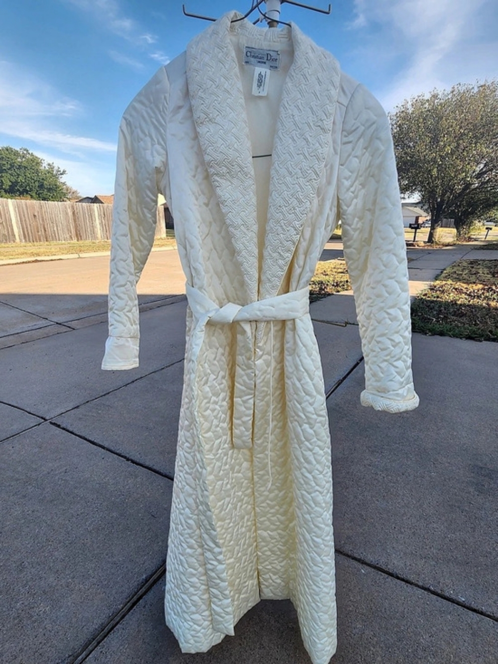 Christian Dior Lingerie Vintage Quilted Robe Cream Size P